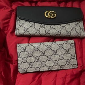 Chic Black and Gray Women's Wallet Set